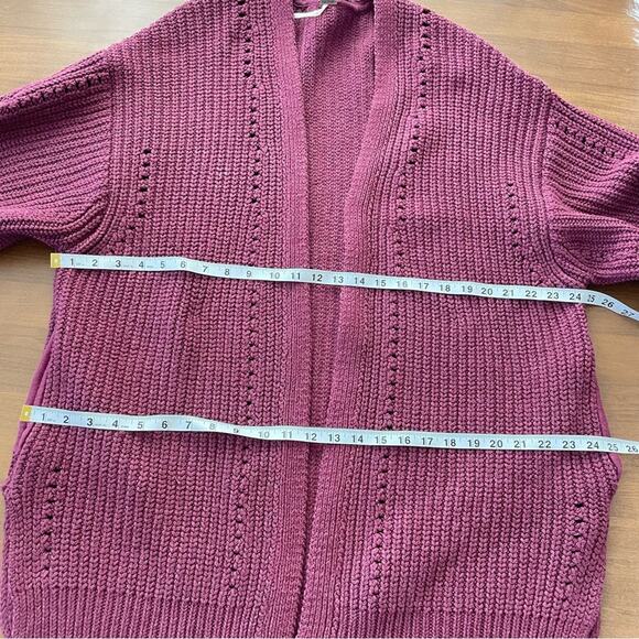 Free People | Women’s Nightingale Cardi Cardigan Wine Maroon Chunky Knit Open S - Picture 11 of 12